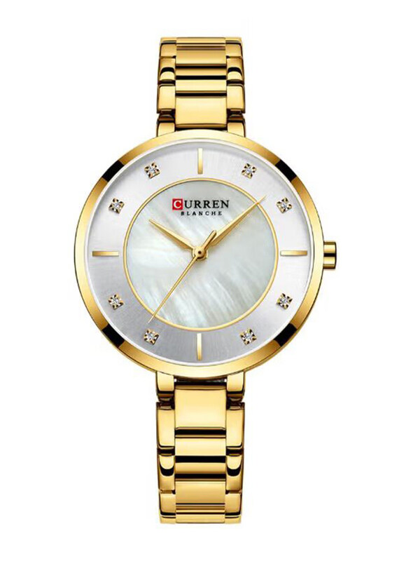 

Curren Analog Quartz Watch for Women with Alloy Band, Water Resistant, J3951G-KM, Gold-White