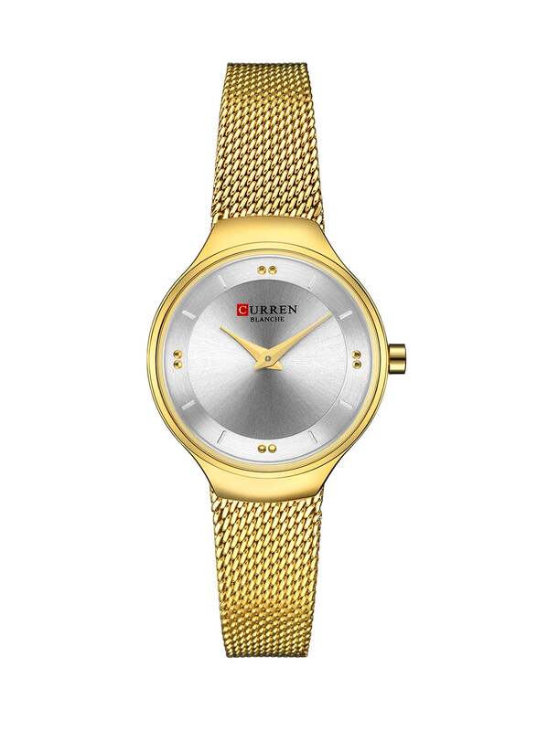 Curren Analog Watch for Women with Stainless Steel Band, Water Resistant, 9028-3, Gold-Silver