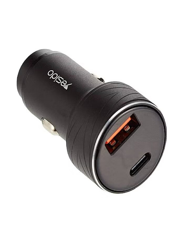Yesido Dual Power Delivery Fast Car Charger, 36W, Black
