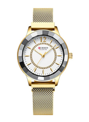 Curren Analog Watch for Women with Metal Band, J4065GW, Gold-White