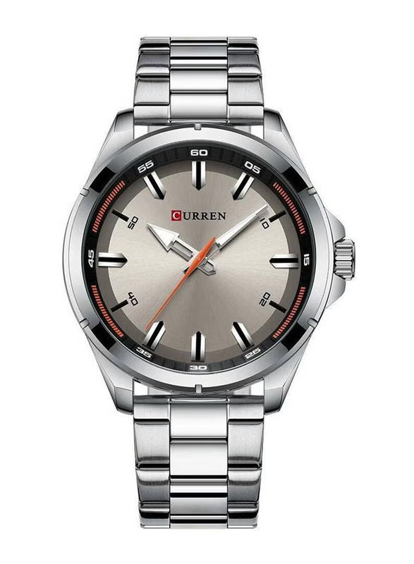 Curren Analog Watch for Men with Stainless Steel Band, Water Resistant, J3659SGY, Silver-Grey