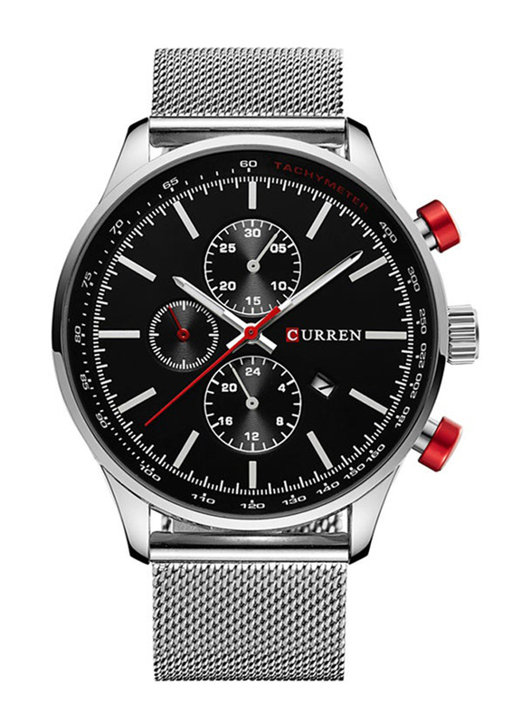 Curren Analog Watch for Men with Alloy Band and Water Resistant, 8227, Silver-Black