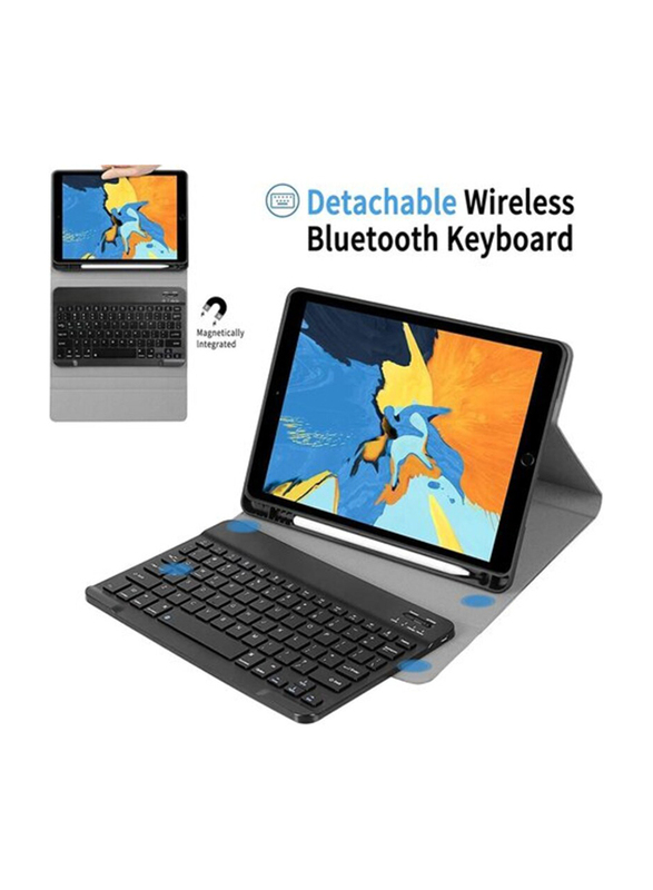 Ntech Detachable Wireless Bluetooth English Keyboard with Slim Smart Cover for iPad 10.5" 8th Gen(2020)/7th Gen(2019)/iPad Air 3 (2019) /iPad Pro (2017), Black