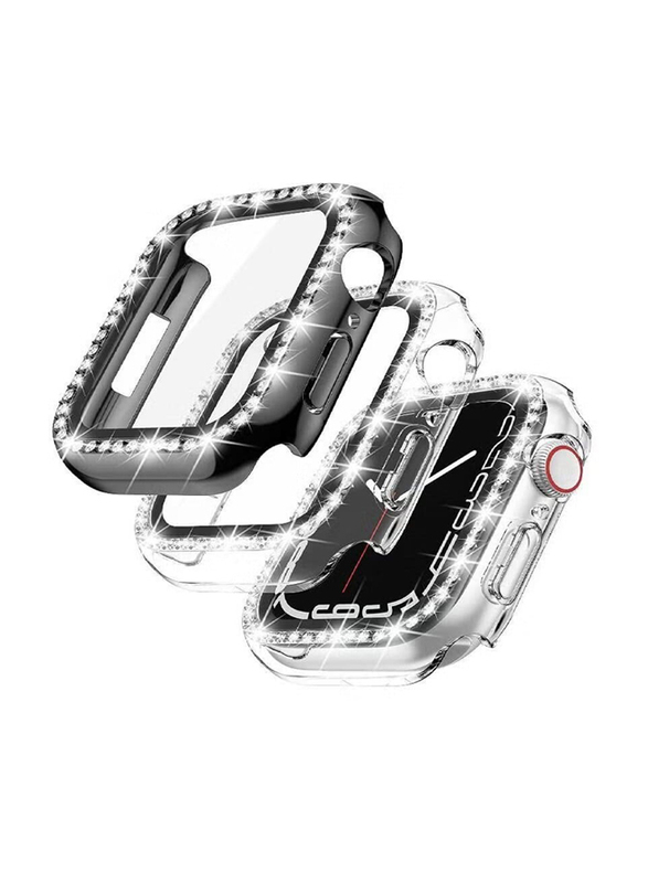 Diamond Guard Shockproof Frame Protective Cover for Apple Watch 42/44mm, 2 Piece, Clear/Black