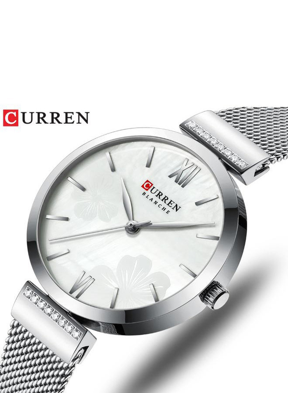 Curren Analog Watch for Women with Stainless Steel Band and Water Resistant, J4268S-KM, Silver