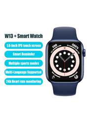 W13+ Smart Bracelet Sports Watch 1.6-Inch IPS Touch Screen BT4.0 Fitness Tracker Blue