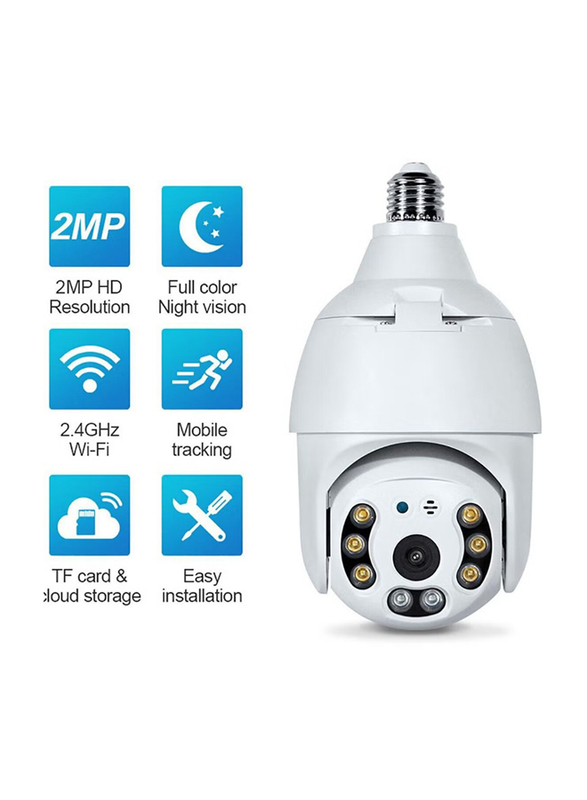 XiuWoo Wi-Fi Smart CCTV Bulb Camera 1080P Night Vision IP Camera, White