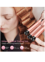 Arabest Adjustable Temperature Double Anion Hair Curling Iron, 25mm, Rose Gold/Black