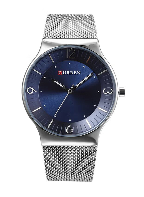 Curren Analog Watch for Women with Stainless Steel Band, Water Resistant, 2018081906, Silver-Blue
