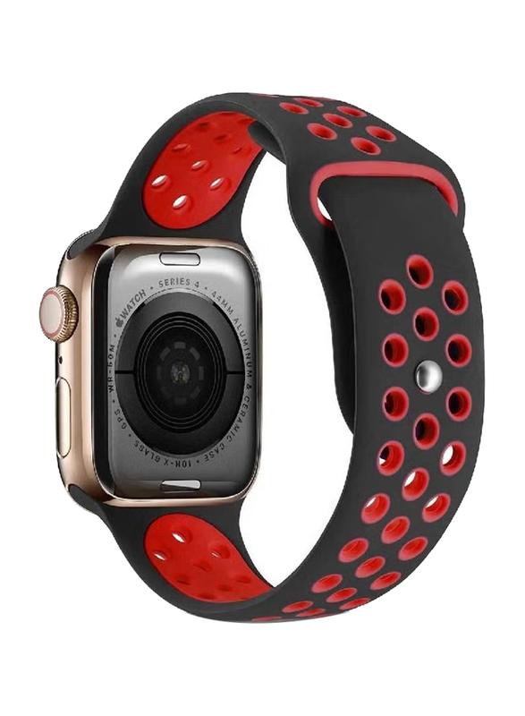 Sport Replacement Wrist Strap Band for Apple Watch 42/44mm, Black/Red
