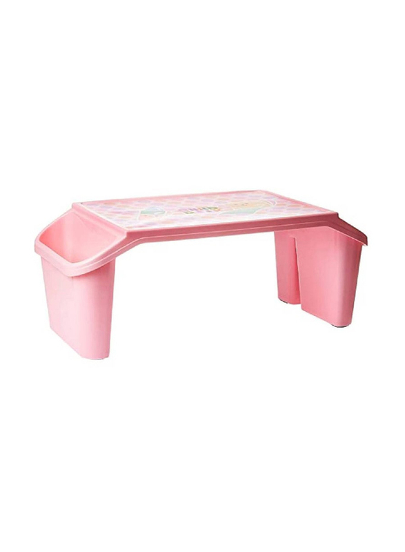 XiuWoo Children's Plastic Study Table with Storage, Pink