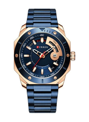 Curren Analog Watch for Men with Alloy Band, Water Resistant, 8344, Blue