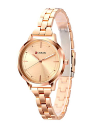 Curren Analog Quartz Watch for Women with Alloy Band, Water Resistant, 9019, Rose Gold