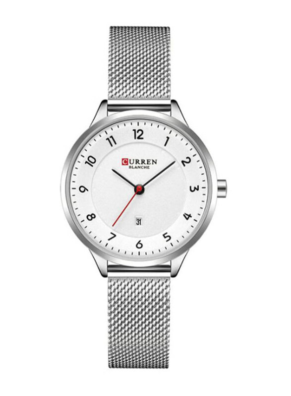 

Curren Analog Watch for Women with Metal Band, 9035, Silver-White