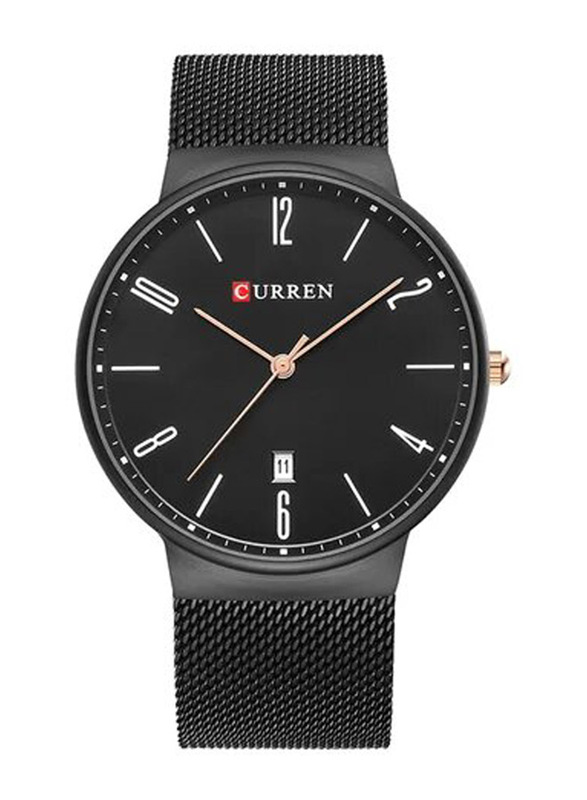 Curren Analog Watch for Men with Stainless Steel Band, Water Resistant, 8257, Black/Black