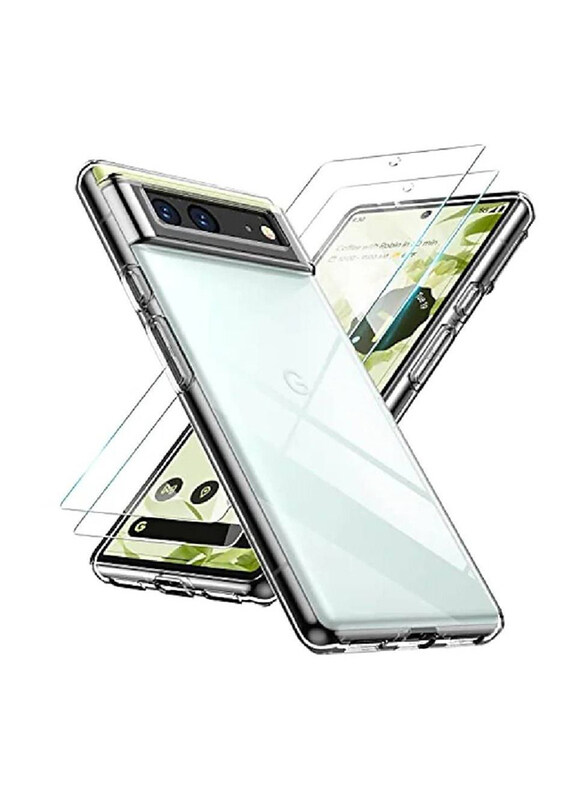 

Generic Google Pixel 6 Ultra Slim Protective Silicone Case Cover with 2 Screen Protector, Clear
