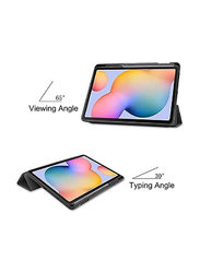 Samsung Galaxy Tab S6 Lite SM-P610 P615 P617 Protective Smart Slim Tablet Flip Case Cover with Pen Slot, Black