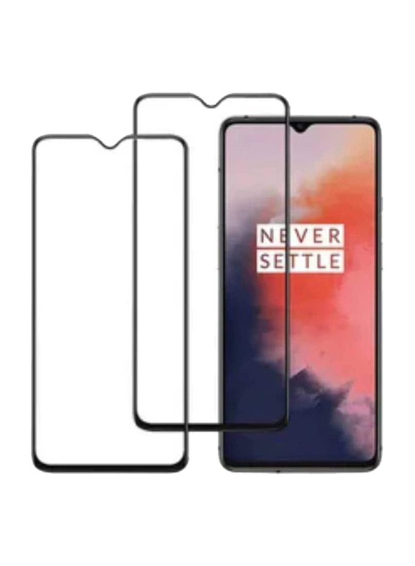 2-Piece Oneplus 7t 5D Glass Screen Protector, Clear/Black