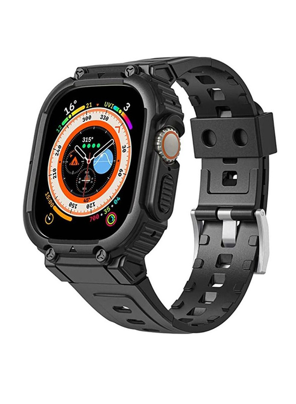ICS Ultra 49mm Protective Shockproof Band for Apple Watch with Bumper Rugged Men TPU Sport Case, Black