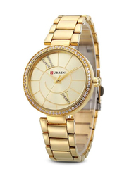 Curren Analog Quartz Watch for Women with Stainless Steel Band, Water Resistant, 2358892, Gold