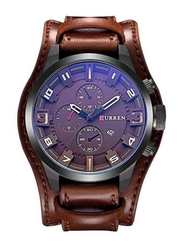 Curren Analog Watch for Men with Leather Band, Water Resistant, 8225, Brown-Brown