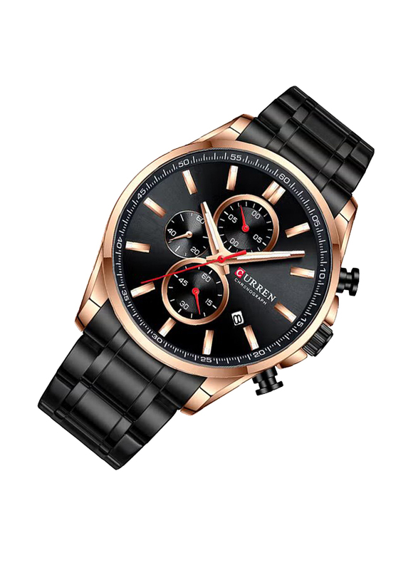 Curren Analog Watch for Men with Stainless Steel Band & Chronograph, Water Resistance, 8368-4, Black