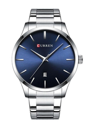 Curren Analog Unisex Watch with Alloy Band, Water Resistant, J4266S-BL, Silver-Blue
