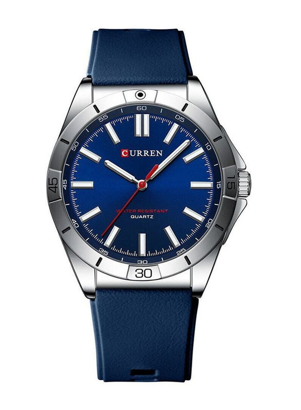 Curren 2023 Analog Watch for Men with Silicone Band, Water Resistant, Blue