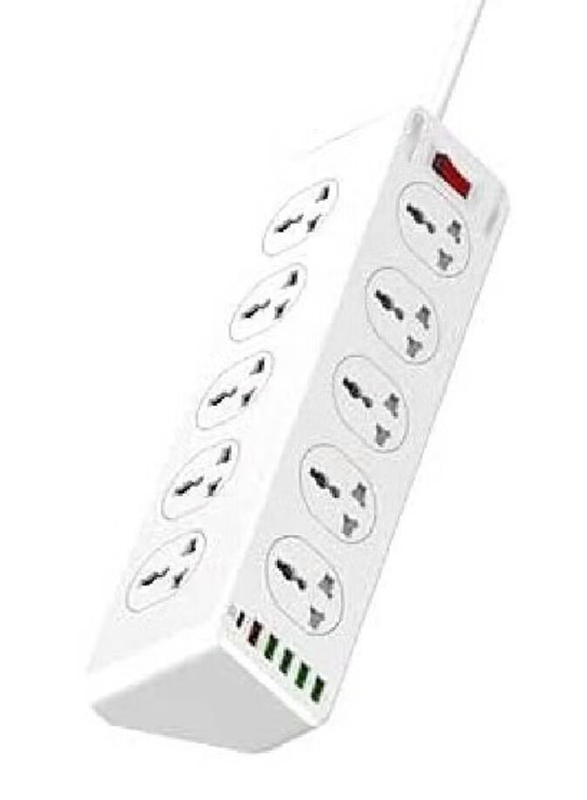 JBQ 10 Sockets with 5 USB Ports & 1 Type-C PD Port Desktop Extension Home Charger, White
