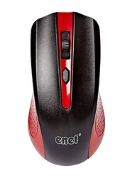 Enet Wireless Optical Mouse, Red/Black