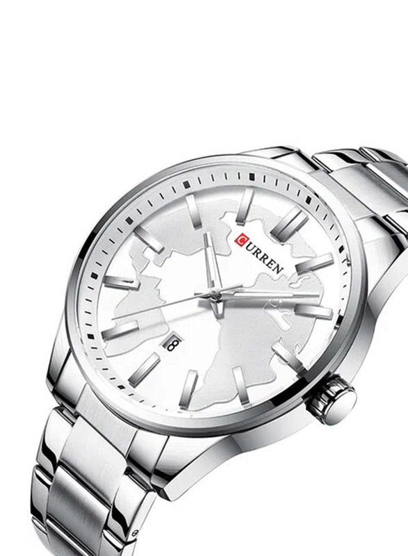 Curren Analog Watch for Men with Stainless Steel Band, Water Resistant, 8366, Silver/Silver