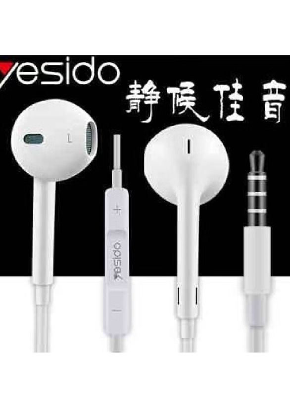 3.5mm Wired Universal Headset with Mic for iPhone and Android Smartphones, White