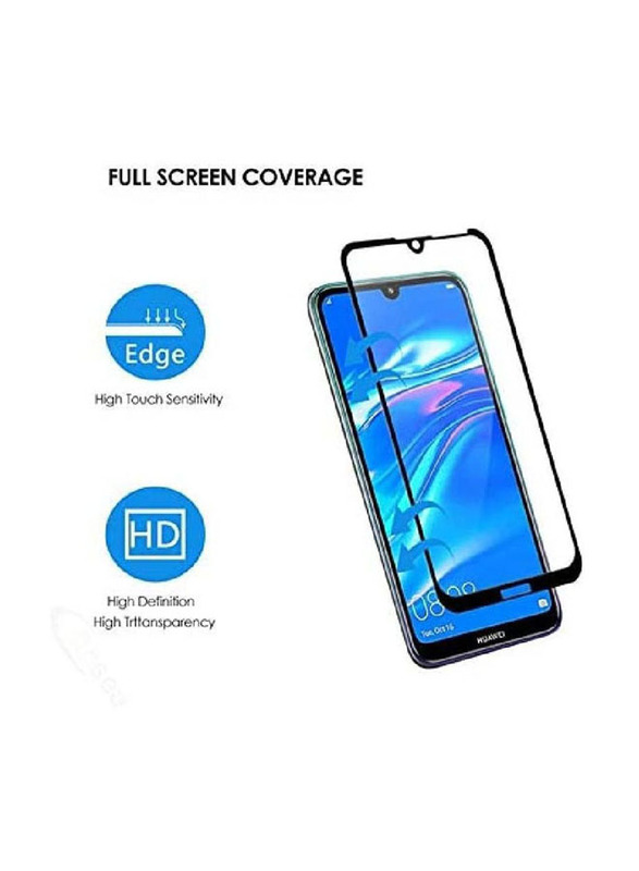 Huawei Y7 2019 Anti Scratch Tempered Glass Full Screen Protector, Clear/Black