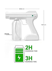 Atomizer Rechargable Portable Wireless Nano Blue Light Disinfectant Spray Gun, White