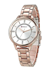 Curren Analog Watch for Women with Stainless Steel Band, Water Resistant, 9006, Rose Gold-Silver