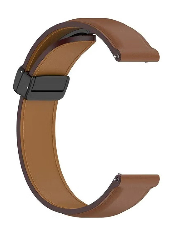 Perfii Genuine Cow Leather Folding Buckle Watch Strap for Samsung Gear S3 Frontier / Gear S3 Classic / Gear2 R380 / Gear2 Neo R381, Brown