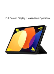 Dux Ducis Xiaomi Pad 5 Pro 12.4-inch Premium PU Ultra Thin Smart Cover with Auto Sleep Wake Feature Tablet Flip Case Cover, Black