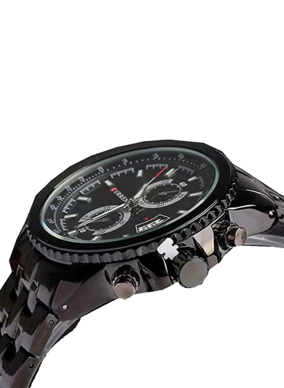 Curren Analog Chronograph Watch for Men with Stainless Steel Band, Water Resistant, M-8082, Black