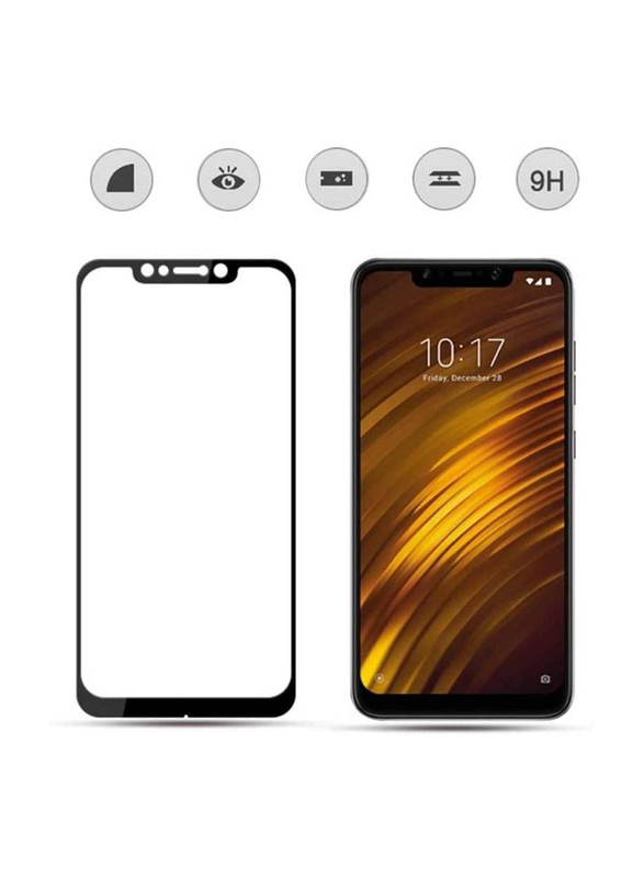 Xiaomi Pocophone F1 Full Coverage Tempered Glass Screen Protector, Clear/Black