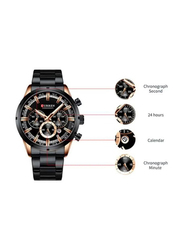 Curren Analog Chronograph Watch for Men with Alloy Band, Water Resistant, 8355, Black