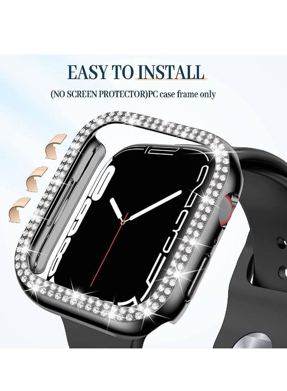 Bling Crystal Diamond Watch Case with Protective Bumper Frame for Apple iWatch 41mm, Black
