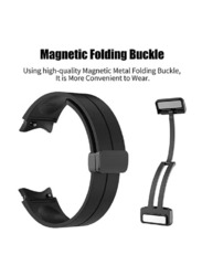 Perfii Replacement Silicone Strap With Magnetic Folding Buckle for Samsung Galaxy Watch 6 Classic 47/43mm, 5 Pro 45mm, 4 Classic 46/42mm, Watch 6/5/4 44/40mm, Black