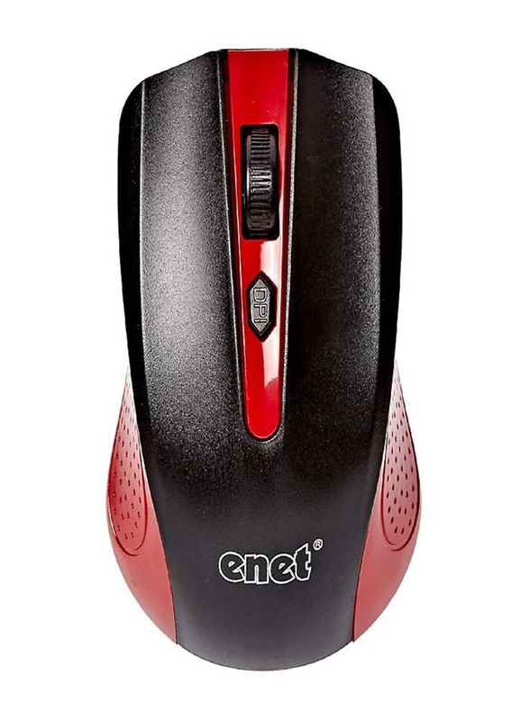 Enet Wireless Optical Mouse, Red/Black