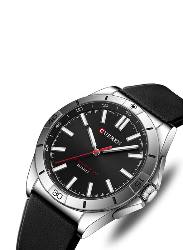 

Curren Fashion Analog Watch for Men with Silicone Band, Water Resistant, Black
