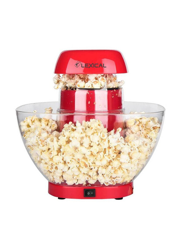 

Lexical Household Hot Air Popcorn Maker Machine, LPO-3502, Red/Clear