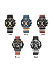 Curren Analog Watch Unisex with Leather Band, Water Resistant and Chronograph, J3813BR-KM, Brown/Black
