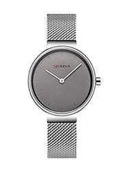 Curren Analog Watch for Women with Stainless Steel Band, Water Resistant, 9016, Silver-Grey
