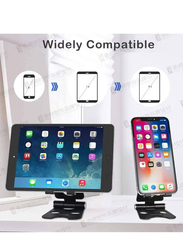 iPad, iPhone, Samsung, LG and More Aluminum Portable Folding Adjustable Stand Mounts with Anti-Slip Base Desktop, Cell Phone and Tablet Holder, Black