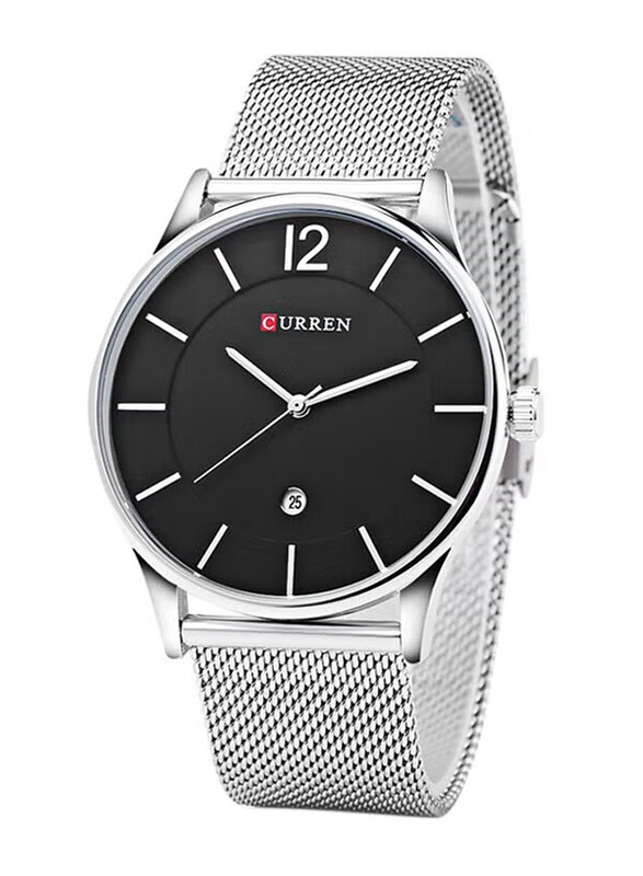 

Curren Analog Watch for Men with Stainless Steel Band, Water Resistance, 2054872, Silver-Black