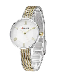Curren Analog Watch for Women with Stainless Steel Band, CLL26, Multicolour/White